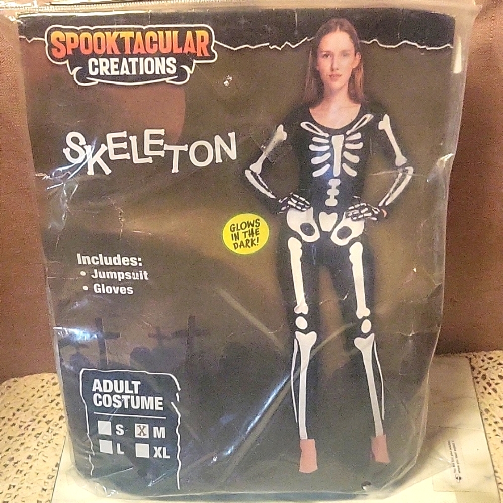 SALE!! Glow in the dark Adult Skelton costume M